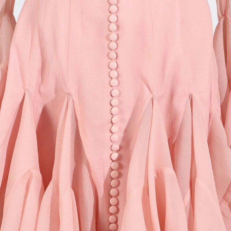 Ruffle Hem Dress with Sheer Sleeves(MS304) - Image 12