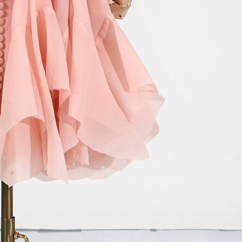 Ruffle Hem Dress with Sheer Sleeves(MS304) - Image 14