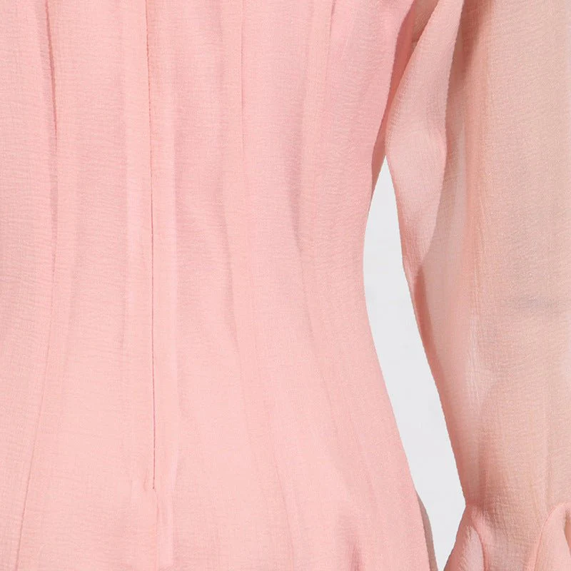 Ruffle Hem Dress with Sheer Sleeves(MS304) - Image 16