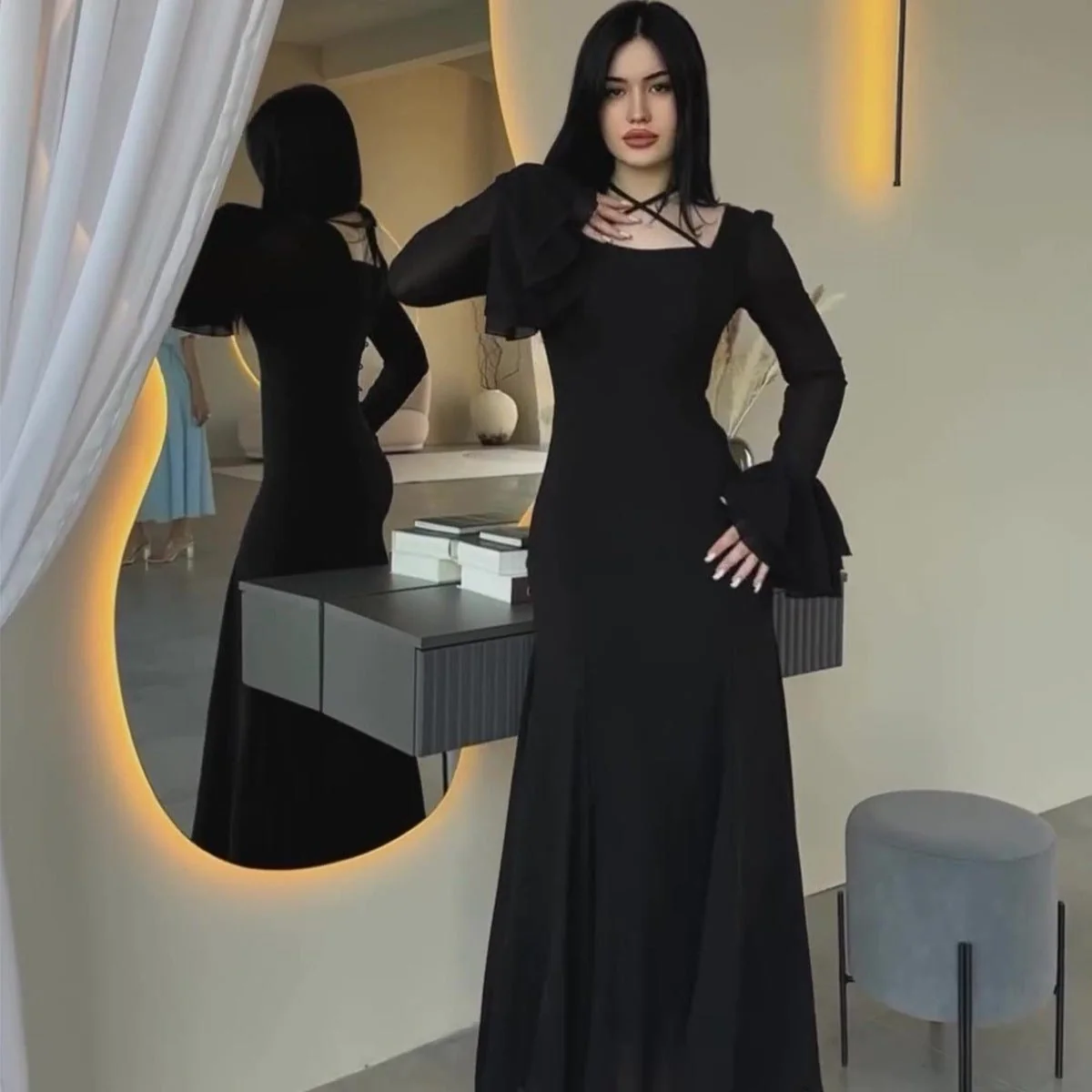 Ruffle Sleeve Dress with Crisscross Neckline(MS335) - Image 2