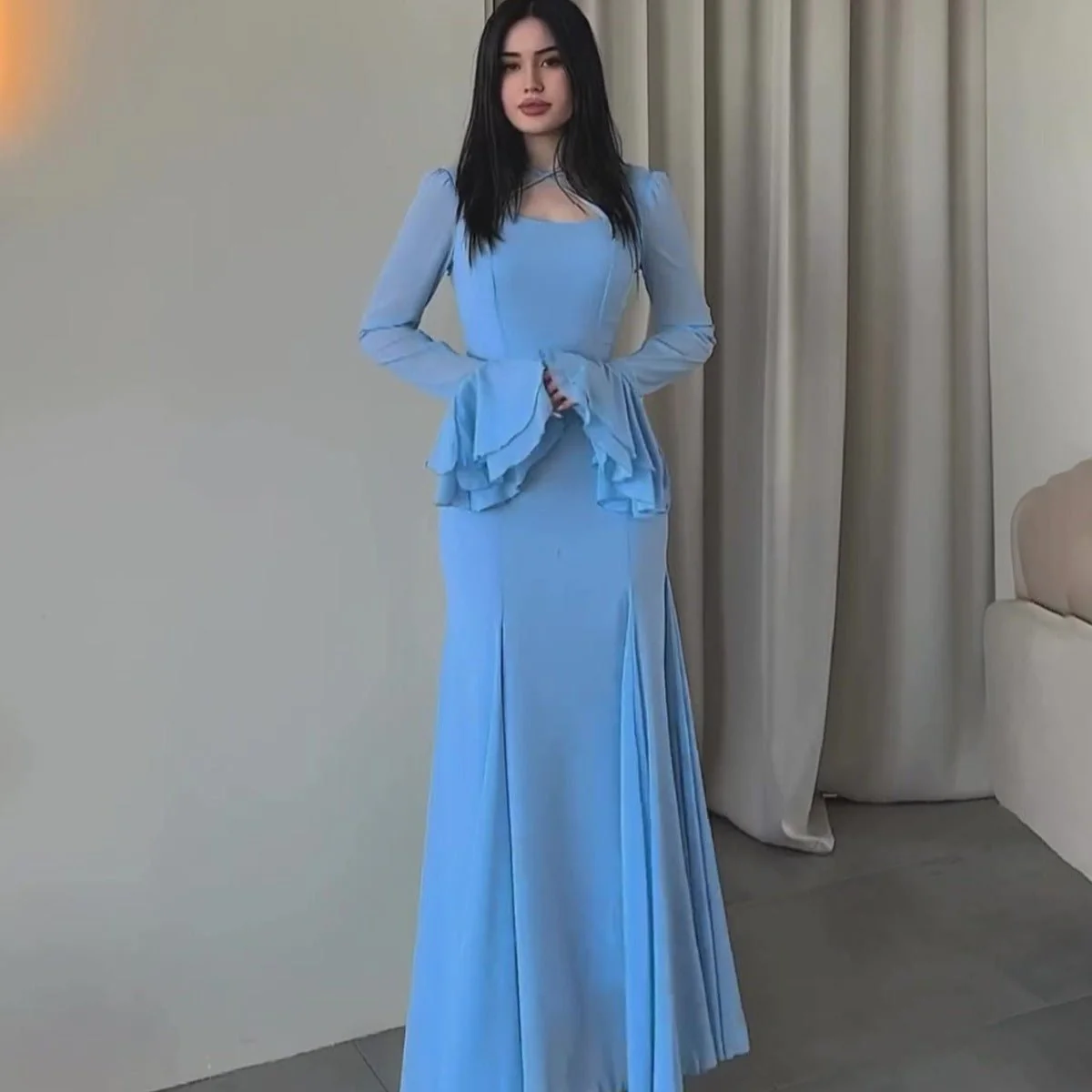 Ruffle Sleeve Dress with Crisscross Neckline(MS335) - Image 3