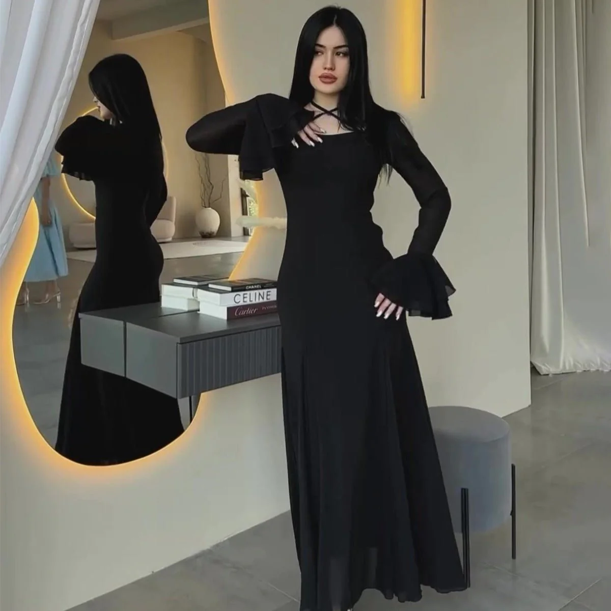 Ruffle Sleeve Dress with Crisscross Neckline(MS335) - Image 5