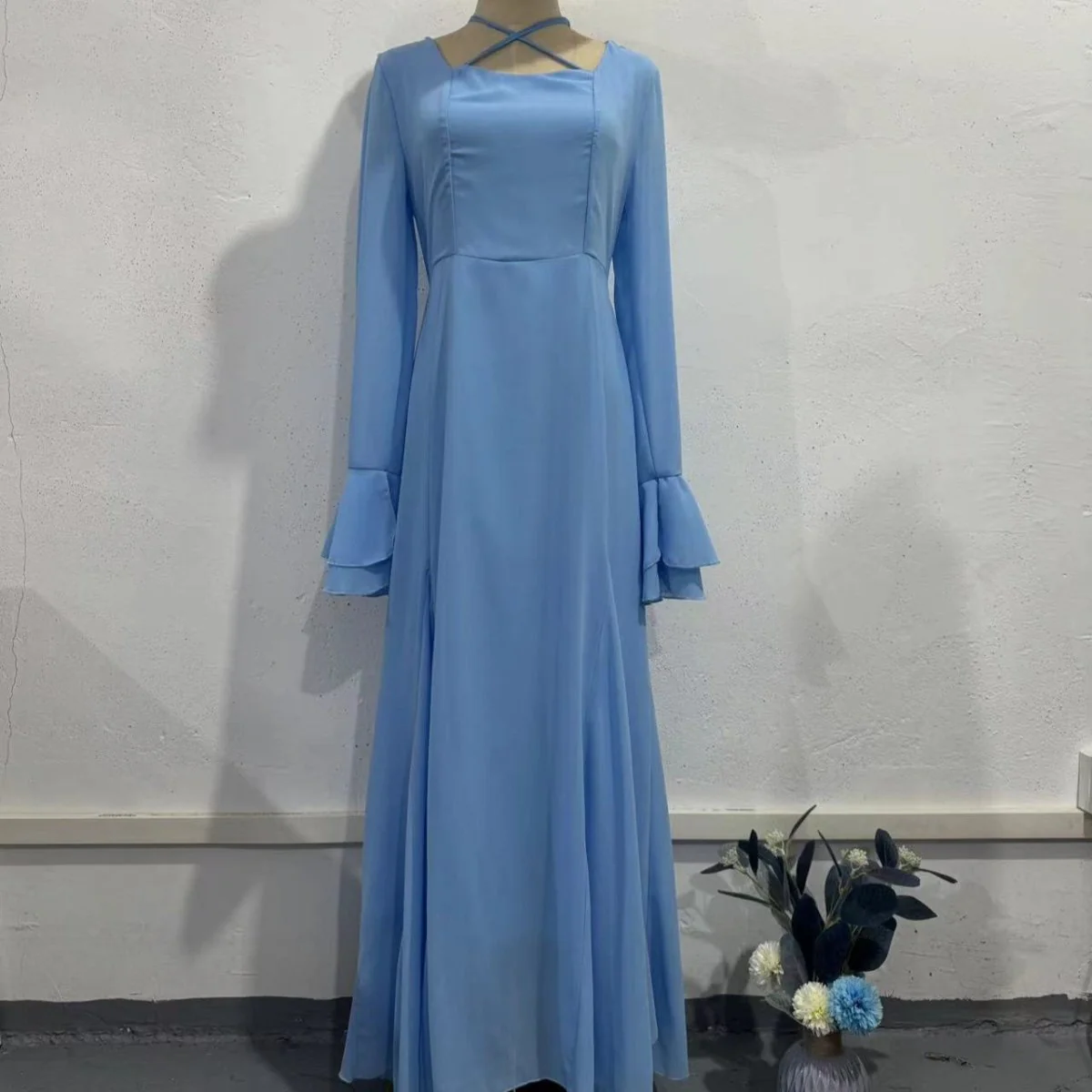 Ruffle Sleeve Dress with Crisscross Neckline(MS335) - Image 8
