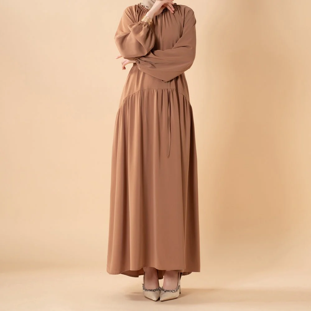 Ruffle Trim Pleated Relaxed Maxi Dress with Waist Tie(MA424) - Image 13