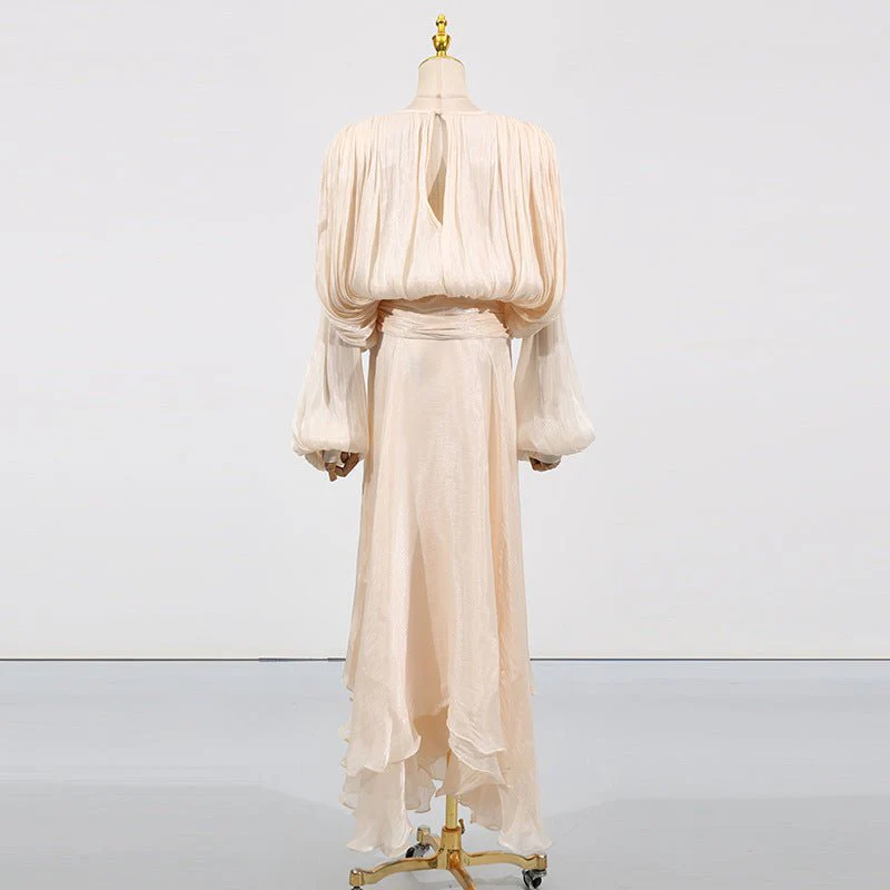 Satin Tie-Neck Blouson Dress(MS354) - Image 6