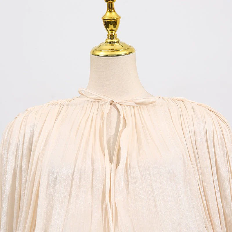 Satin Tie-Neck Blouson Dress(MS354) - Image 7