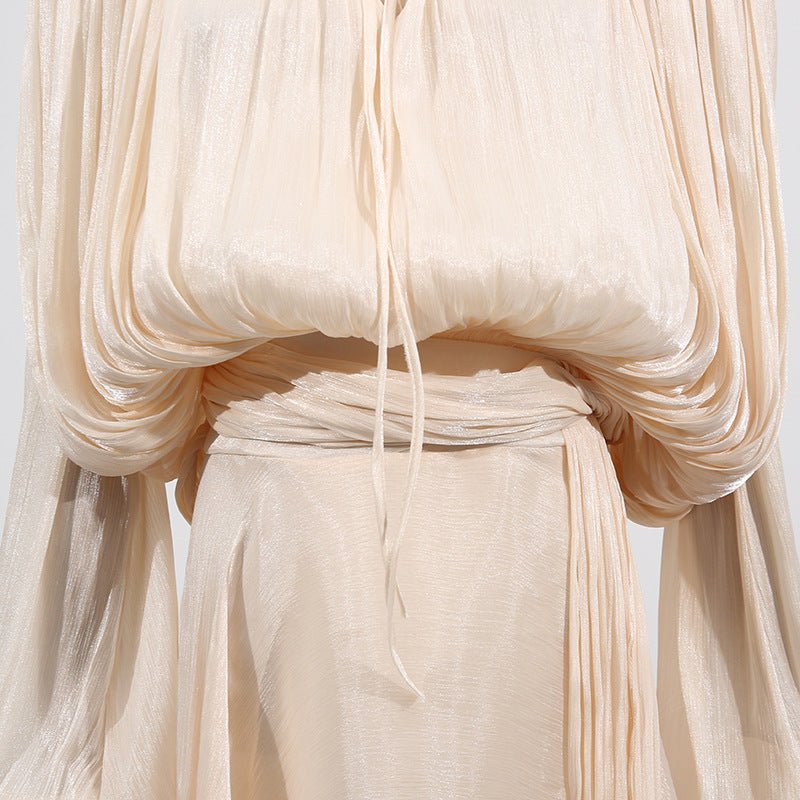 Satin Tie-Neck Blouson Dress(MS354) - Image 8