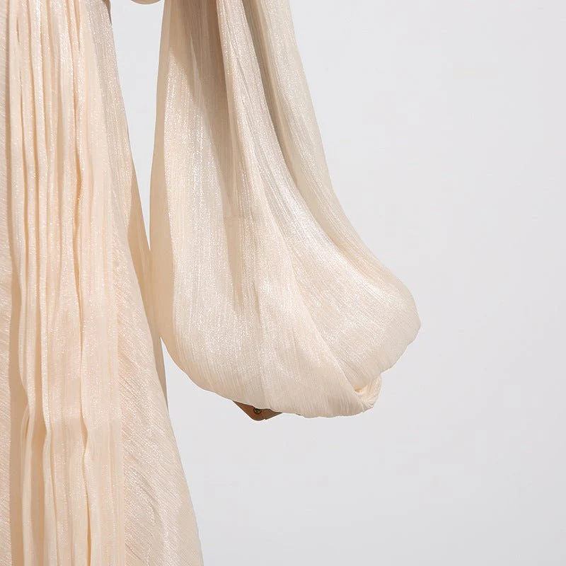 Satin Tie-Neck Blouson Dress(MS354) - Image 9