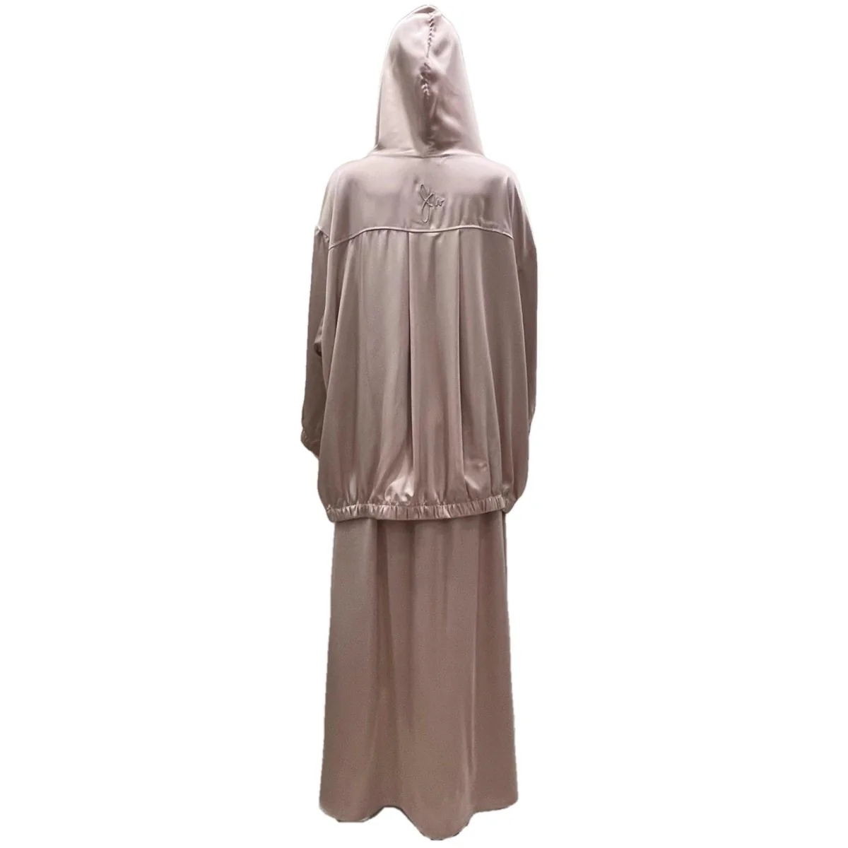 Satin Two-Piece Set with Hooded Top & Maxi Skirt(MS348) - Image 2