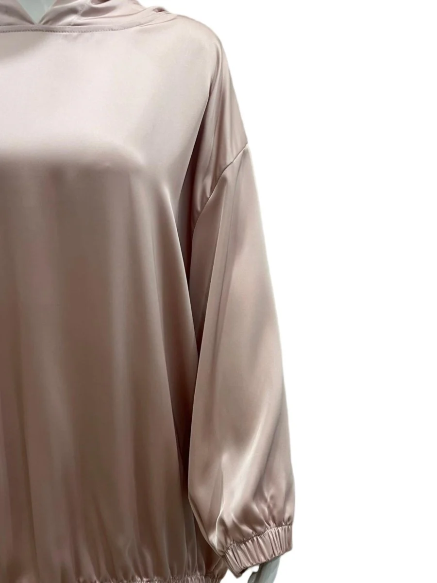 Satin Two-Piece Set with Hooded Top & Maxi Skirt(MS348) - Image 5