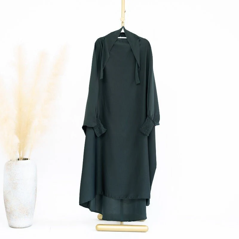 Satin Velvet Mother Daughter Matching Set | Full Circle Maxi Dress with Hijab & Batwing Sleeves(MJ022) - Image 10