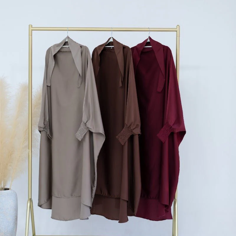 Satin Velvet Mother Daughter Matching Set | Full Circle Maxi Dress with Hijab & Batwing Sleeves(MJ022) - Image 13