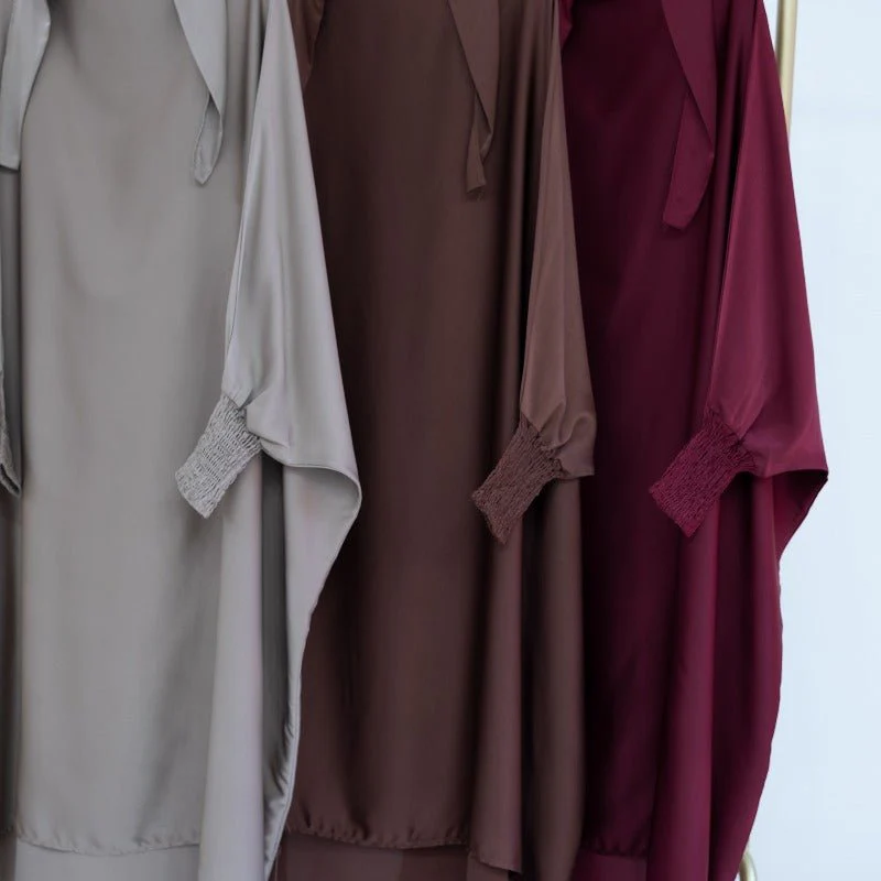 Satin Velvet Mother Daughter Matching Set | Full Circle Maxi Dress with Hijab & Batwing Sleeves(MJ022) - Image 14