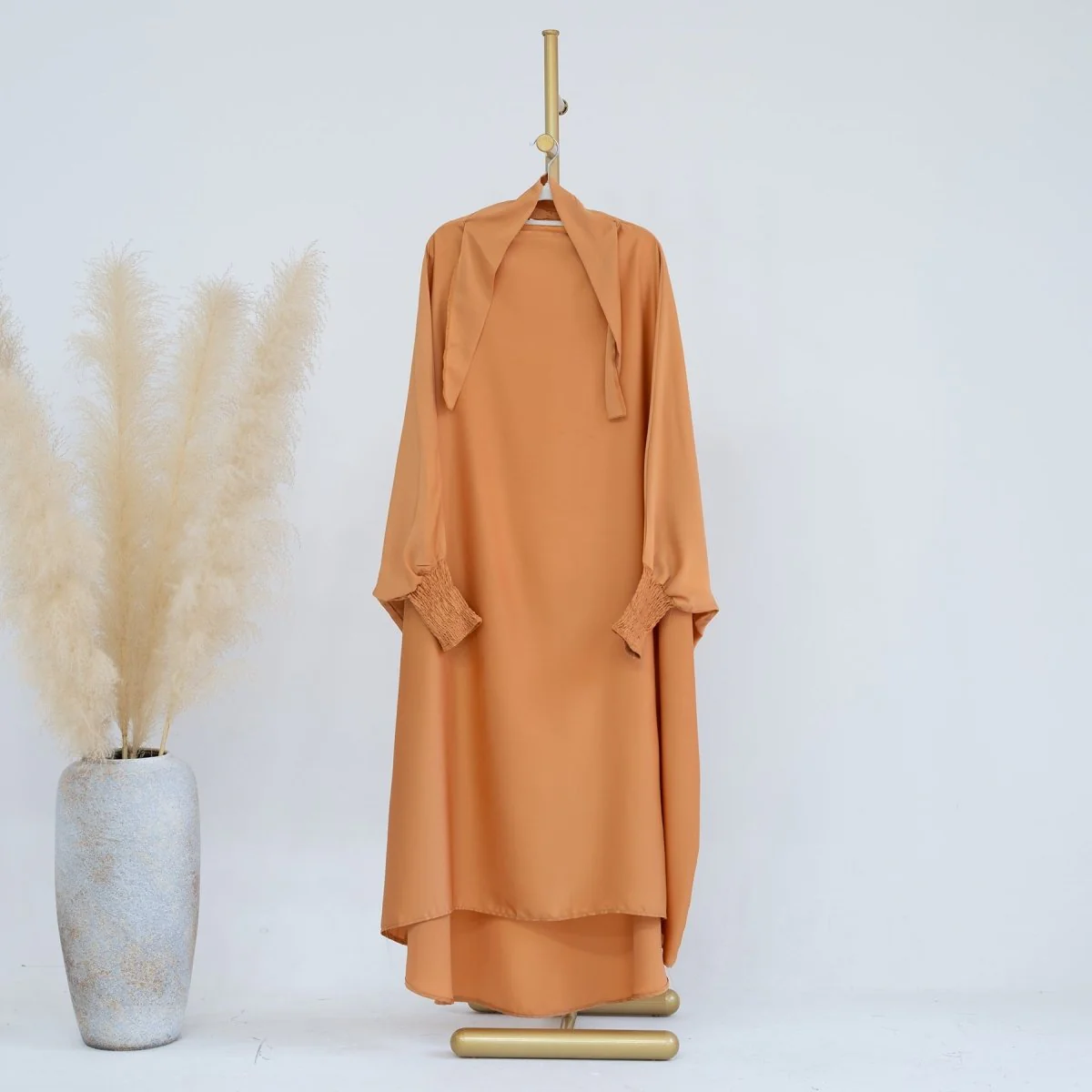 Satin Velvet Mother Daughter Matching Set | Full Circle Maxi Dress with Hijab & Batwing Sleeves(MJ022) - Image 17