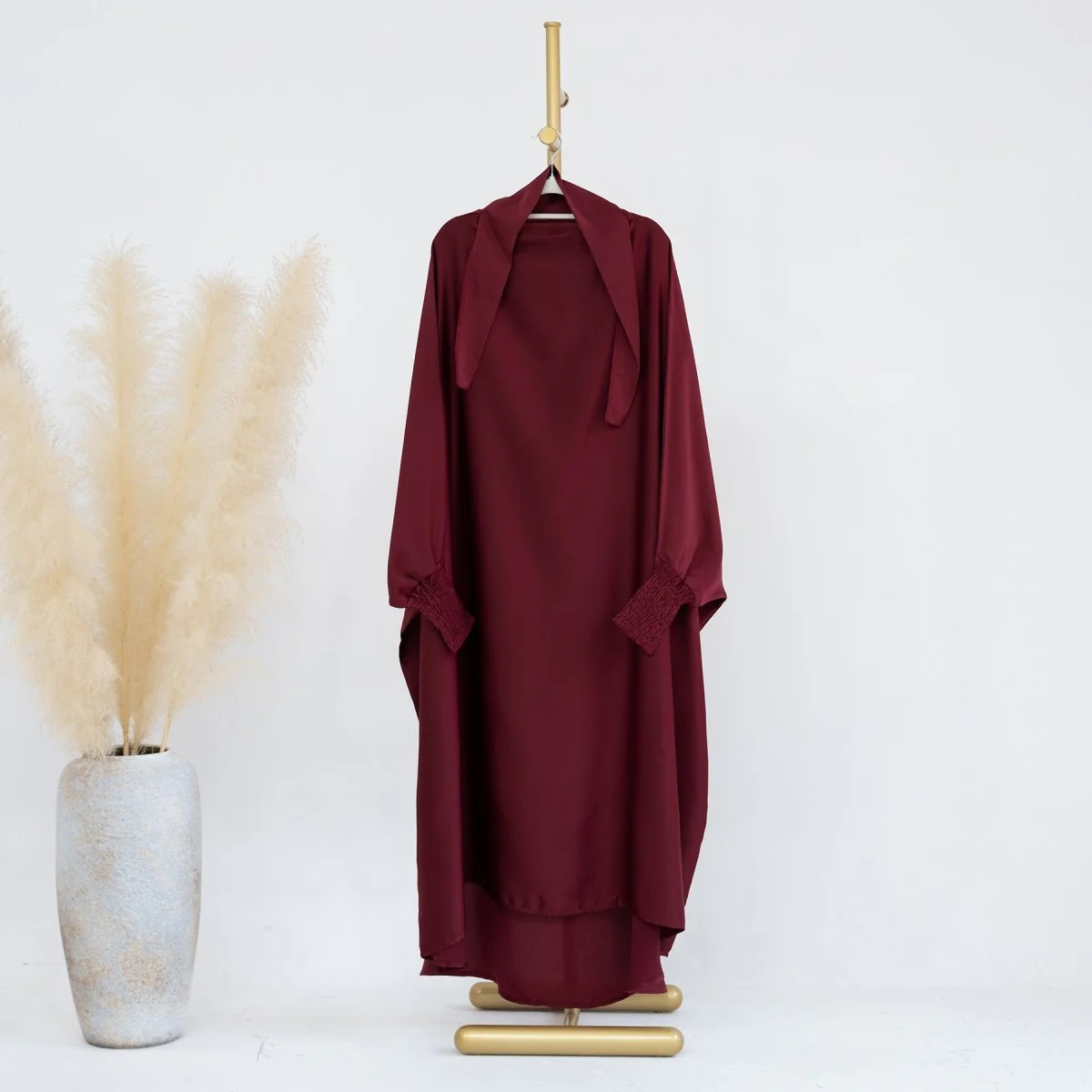 Satin Velvet Mother Daughter Matching Set | Full Circle Maxi Dress with Hijab & Batwing Sleeves(MJ022) - Image 18