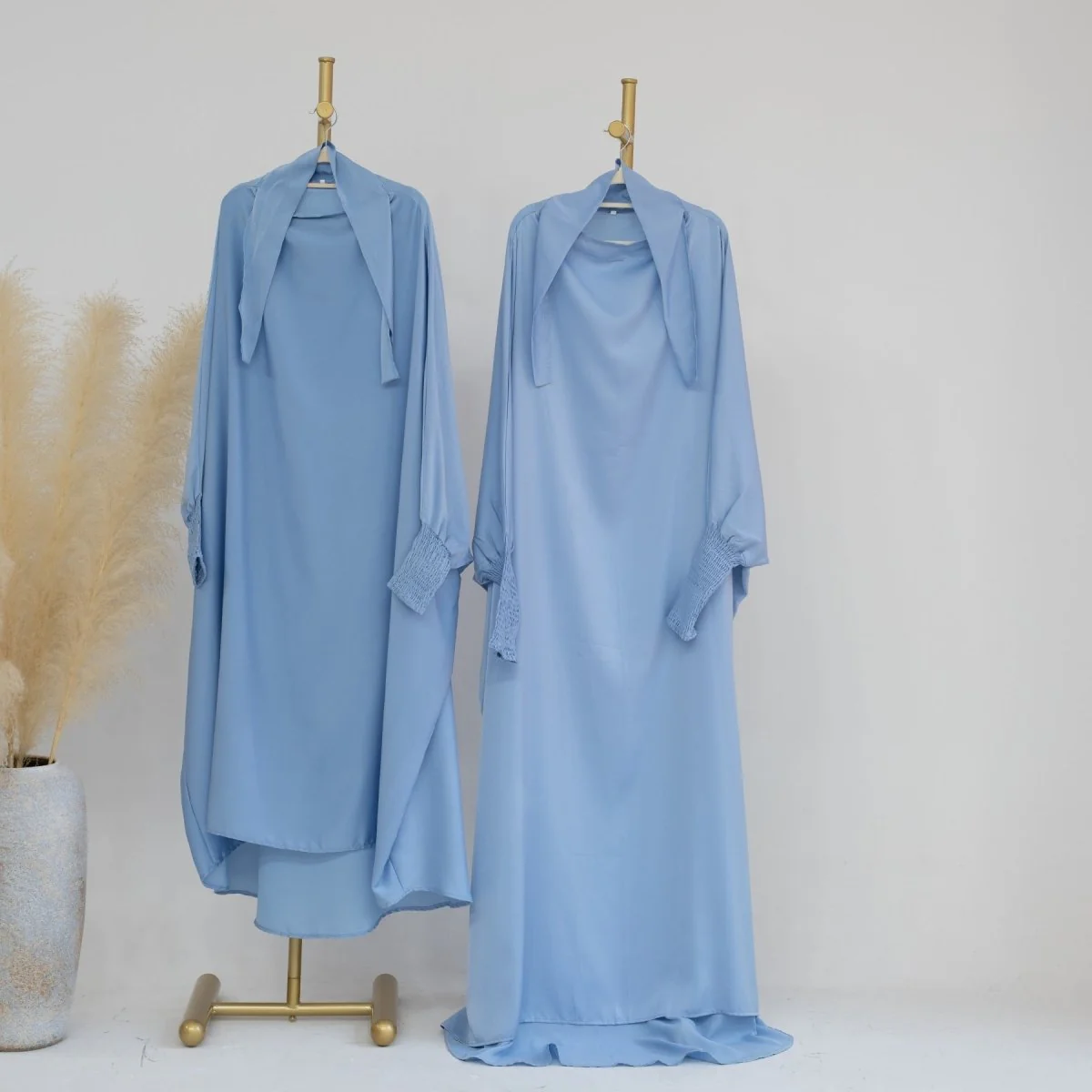 Satin Velvet Mother Daughter Matching Set | Full Circle Maxi Dress with Hijab & Batwing Sleeves(MJ022) - Image 20