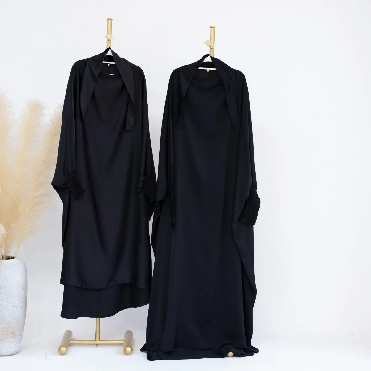 Satin Velvet Mother Daughter Matching Set | Full Circle Maxi Dress with Hijab & Batwing Sleeves(MJ022) - Image 23