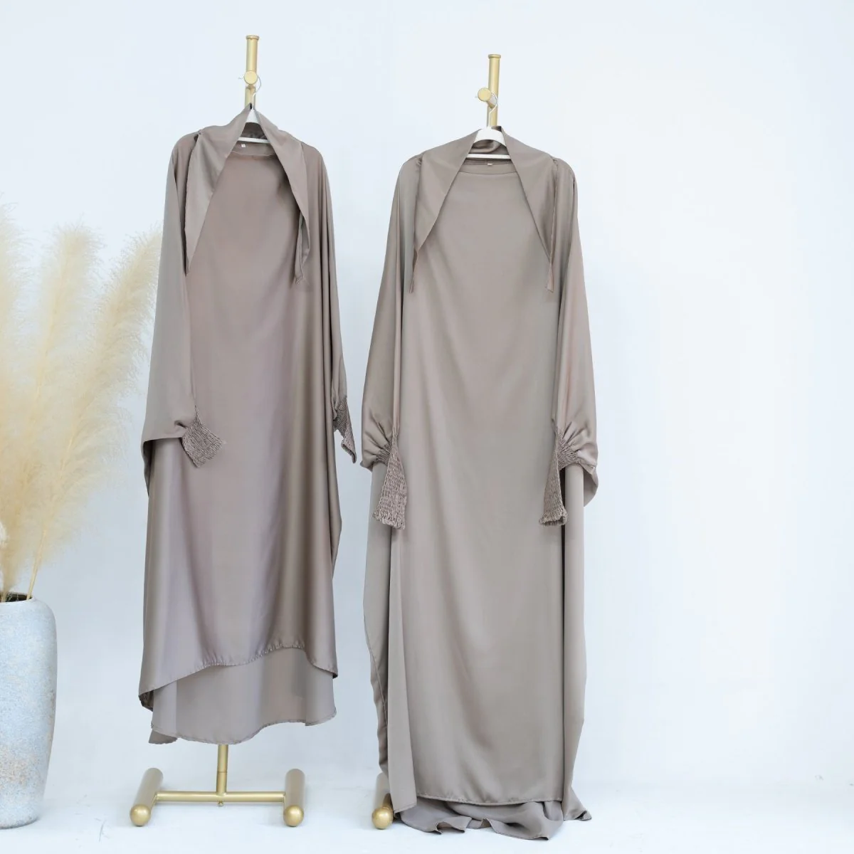 Satin Velvet Mother Daughter Matching Set | Full Circle Maxi Dress with Hijab & Batwing Sleeves(MJ022) - Image 24