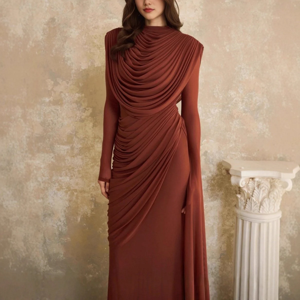 Sculptural Pleated Formal Dress(MS325) - Image 3