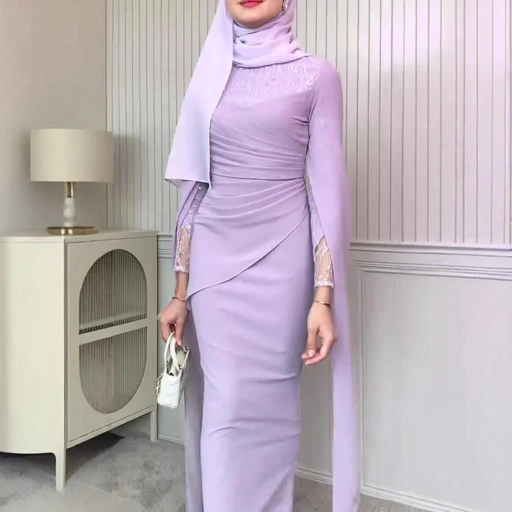 Sequin Embellished Formal Dress | Long Sleeve Ruched Bodycon Dress(MS272) - Image 19
