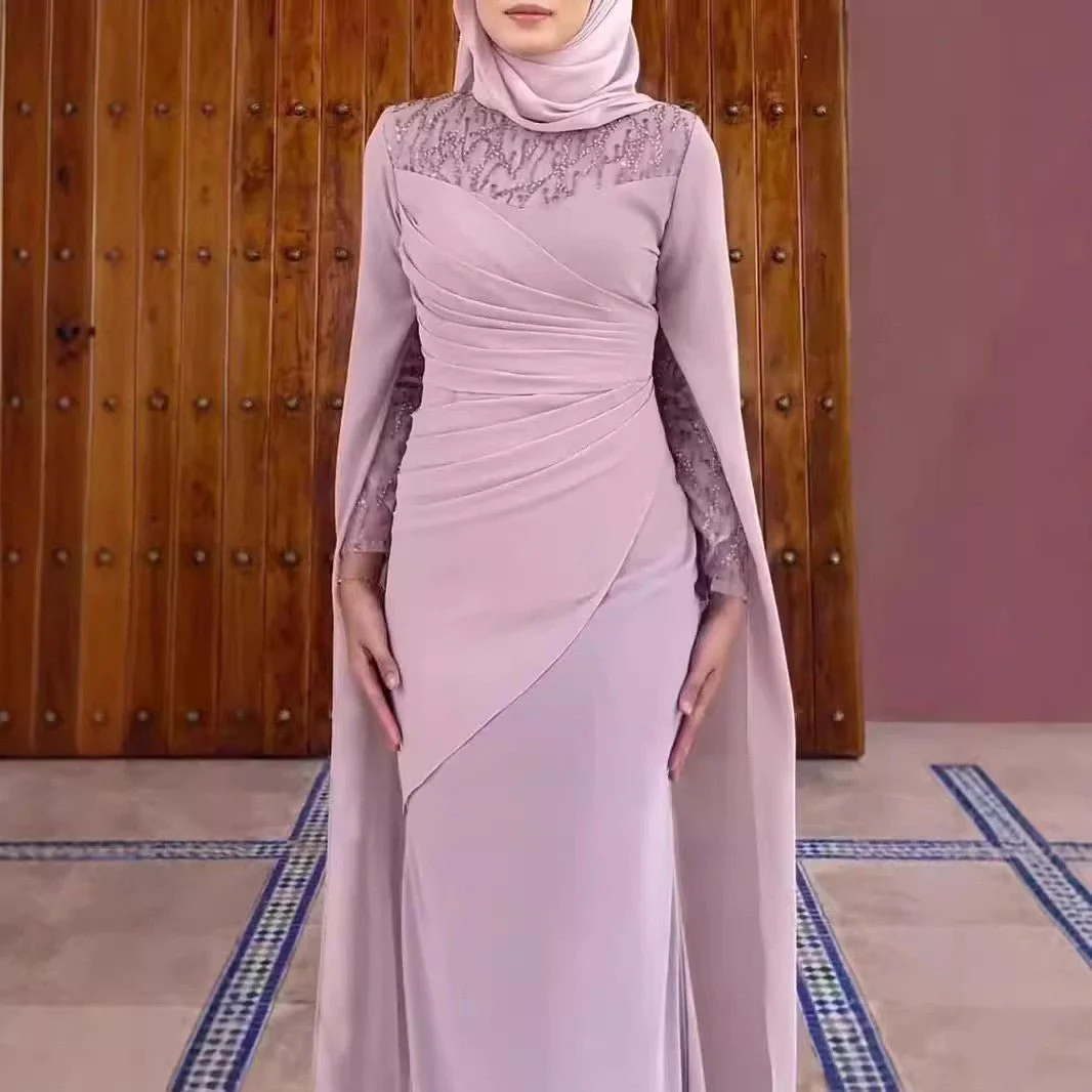 Sequin Embellished Formal Dress | Long Sleeve Ruched Bodycon Dress(MS272) - Image 7