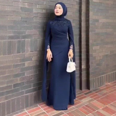 Sequin Embellished Formal Dress | Long Sleeve Ruched Bodycon Dress(MS272) - Image 8