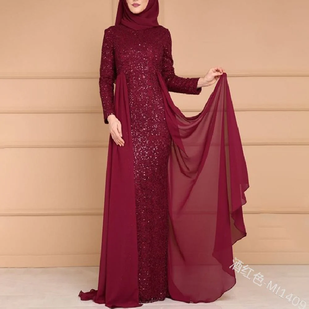 Sequin Gown Long Sleeve Fitted Maxi Dress(MS235) - Image 10