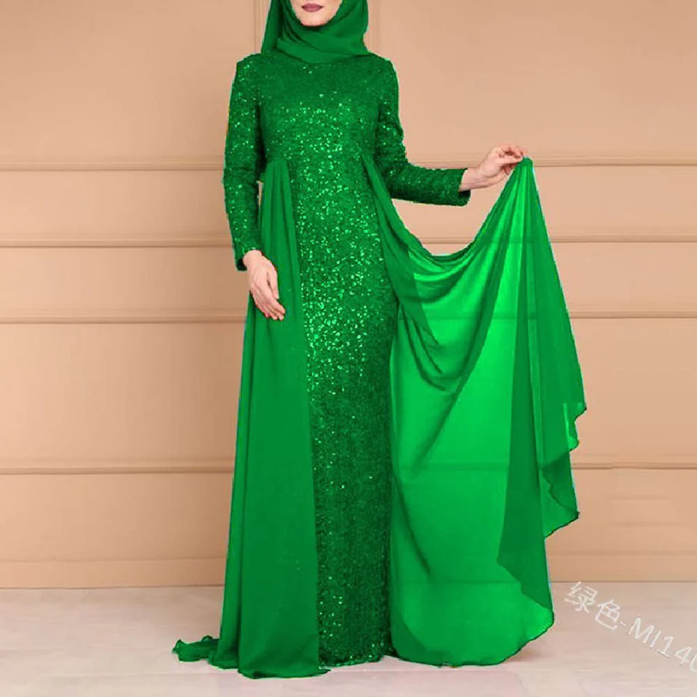 Sequin Gown Long Sleeve Fitted Maxi Dress(MS235) - Image 12