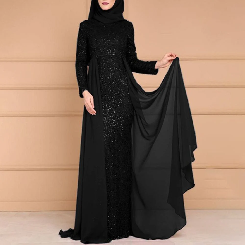 Sequin Gown Long Sleeve Fitted Maxi Dress(MS235) - Image 2