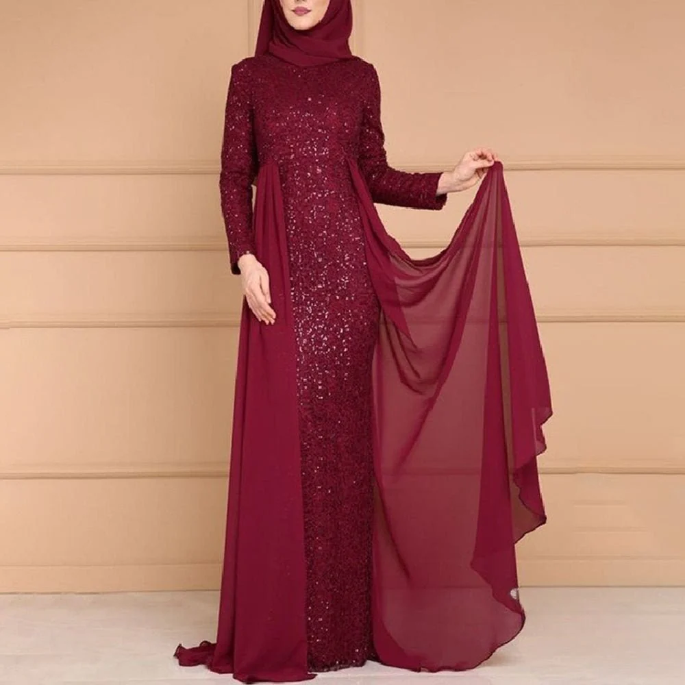 Sequin Gown Long Sleeve Fitted Maxi Dress(MS235) - Image 3
