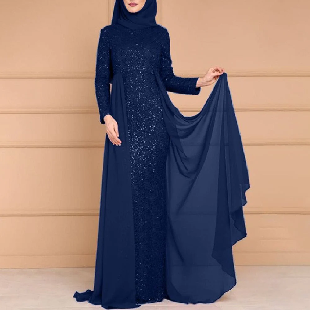 Sequin Gown Long Sleeve Fitted Maxi Dress(MS235) - Image 4