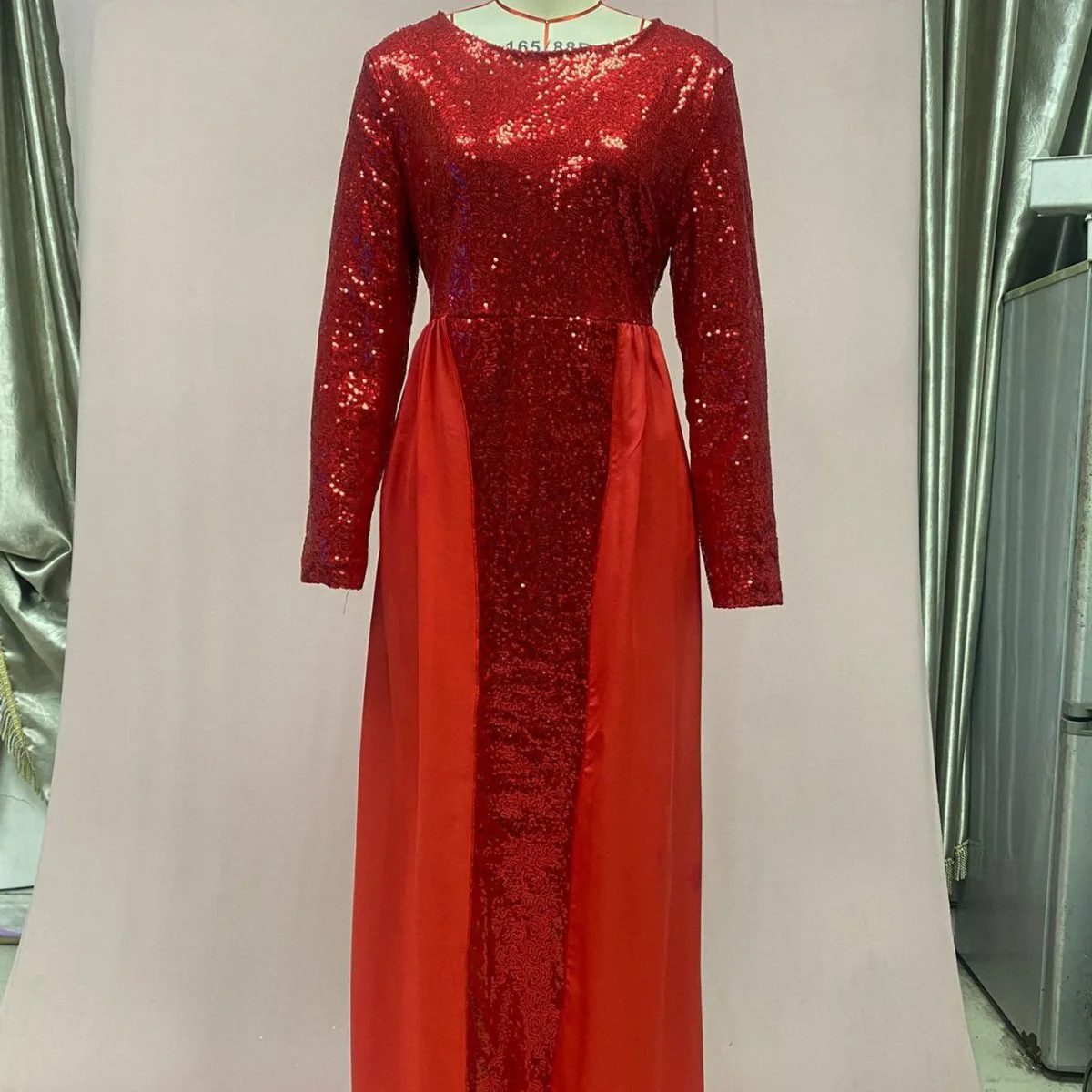Sequin Gown Long Sleeve Fitted Maxi Dress(MS235) - Image 5