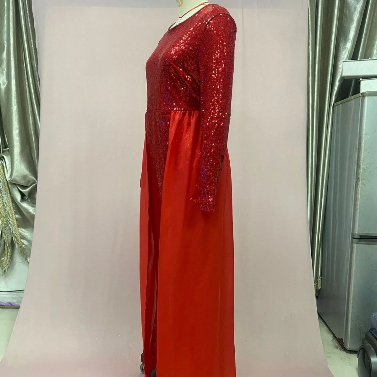 Sequin Gown Long Sleeve Fitted Maxi Dress(MS235) - Image 6