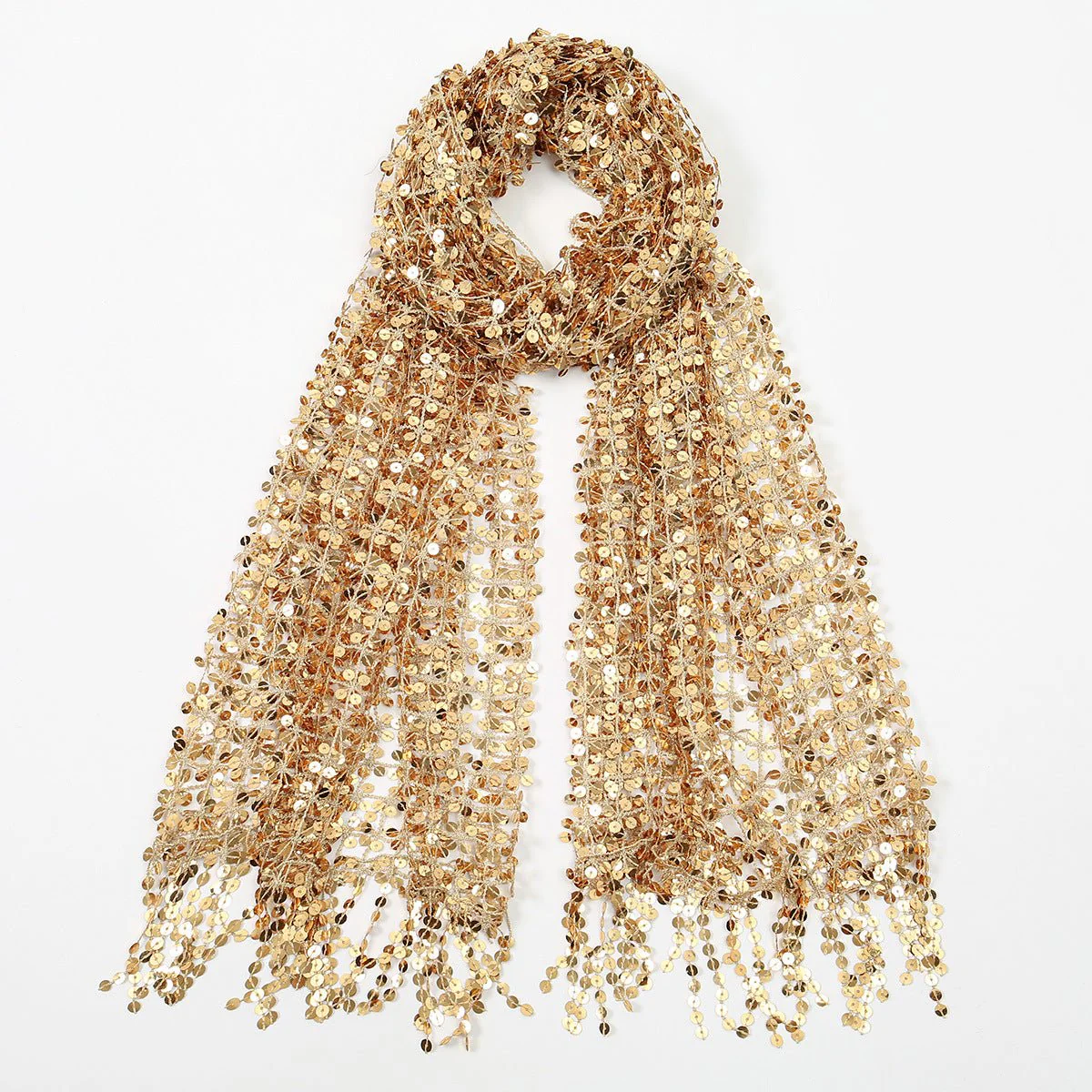 Sequin Mesh Shawl Hijab with Fringe(MH206) - Image 10