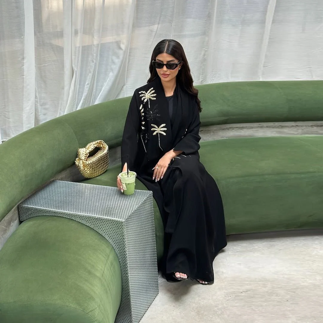 Sequin Palm Tree Embroidered Abaya(MOA252) - Image 3