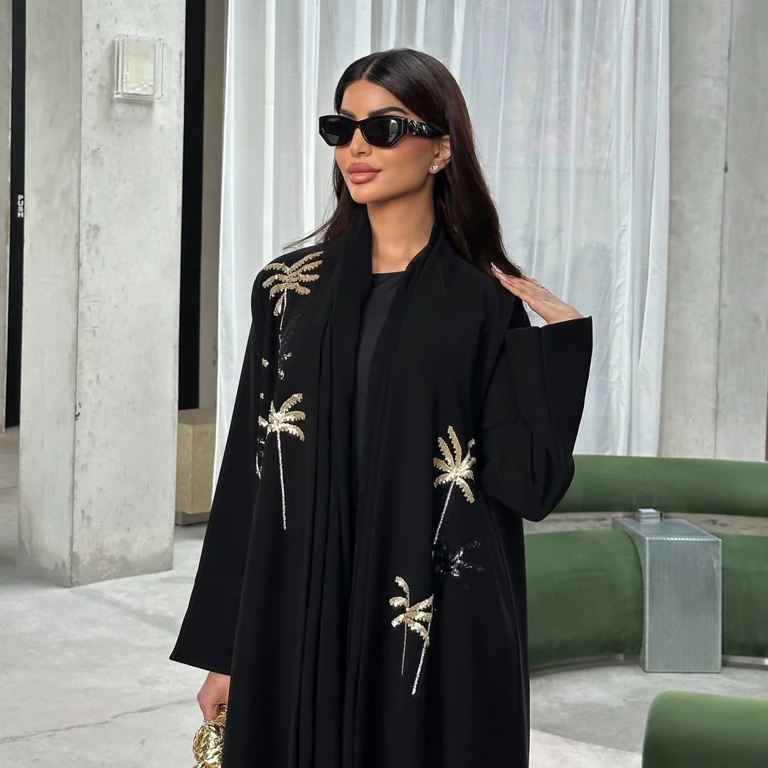 Sequin Palm Tree Embroidered Abaya(MOA252) - Image 4