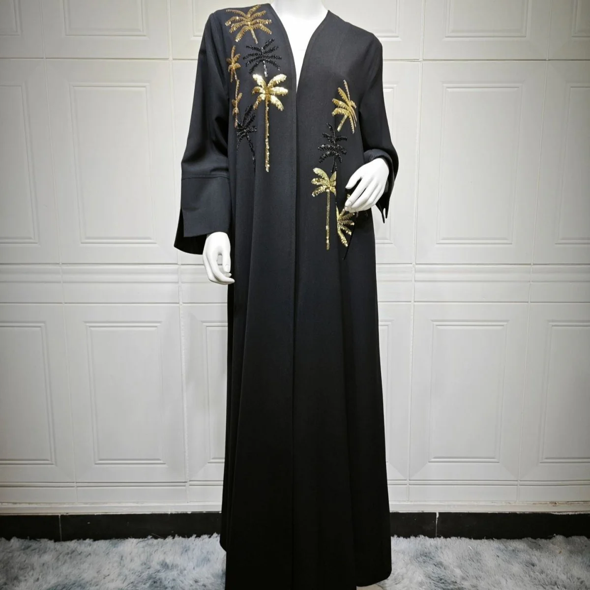 Sequin Palm Tree Embroidered Abaya(MOA252) - Image 5