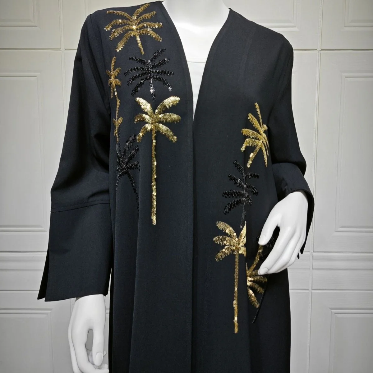 Sequin Palm Tree Embroidered Abaya(MOA252) - Image 6