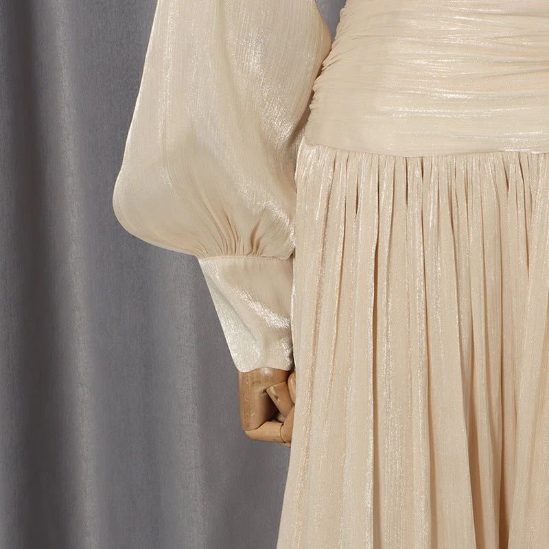 Shimmer Tiered Ruffle Dress with Pearl Buttons(MS322) - Image 10