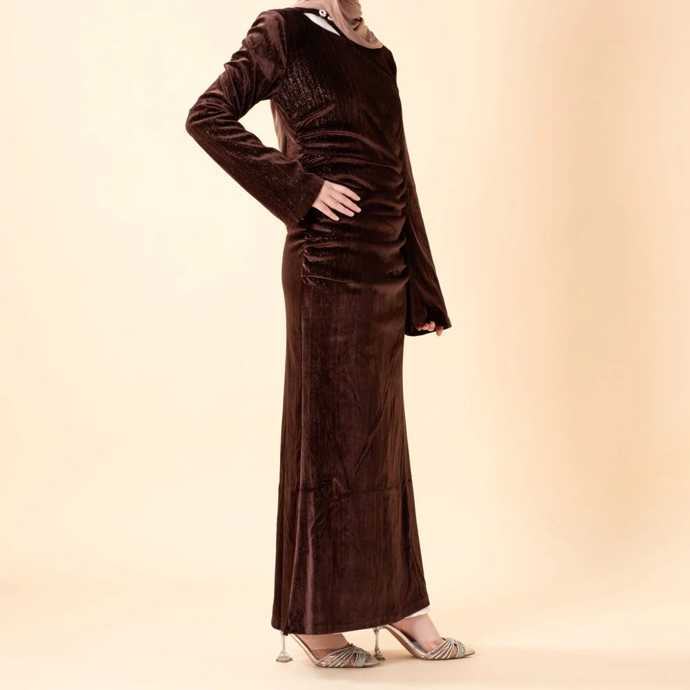 Shimmer Velvet Ruched Mermaid Gown(MA358) - Image 16