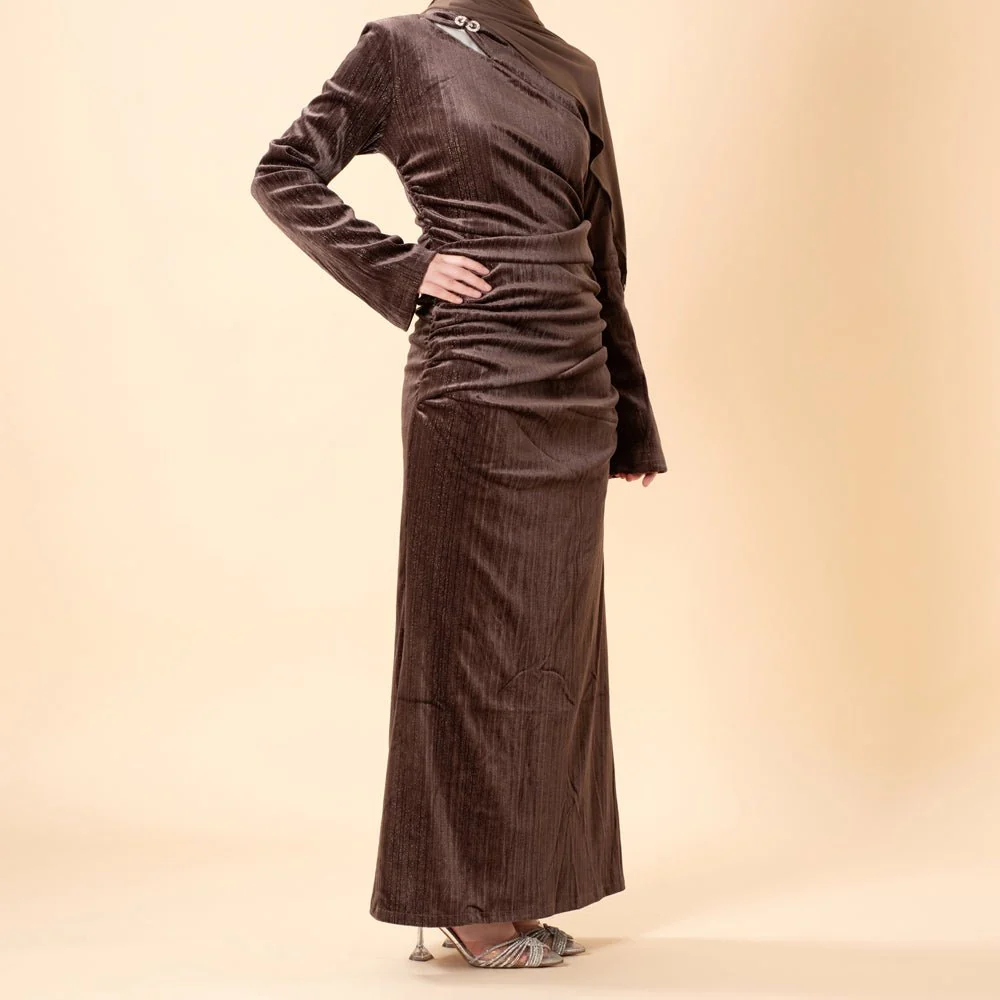 Shimmer Velvet Ruched Mermaid Gown(MA358) - Image 2