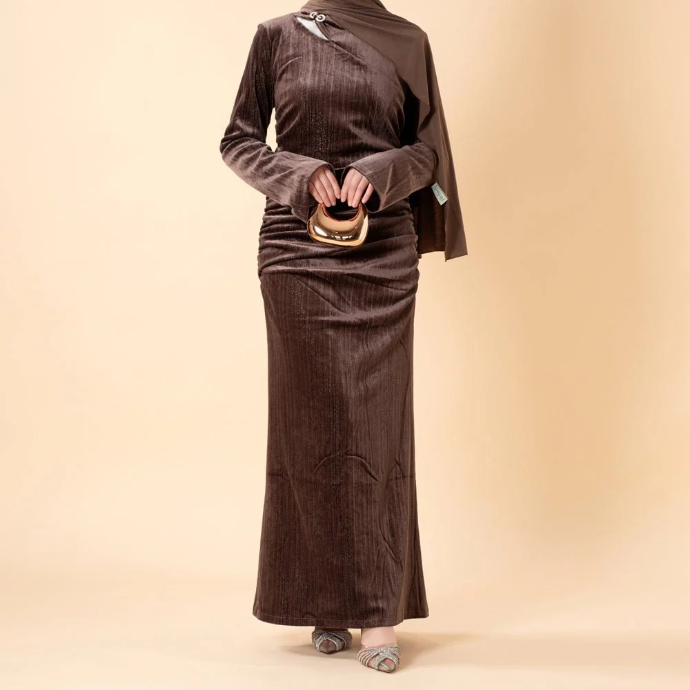 Shimmer Velvet Ruched Mermaid Gown(MA358) - Image 22