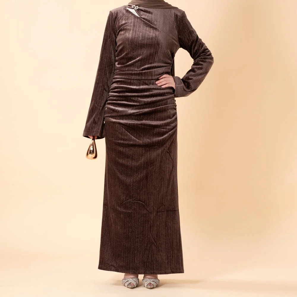 Shimmer Velvet Ruched Mermaid Gown(MA358) - Image 23