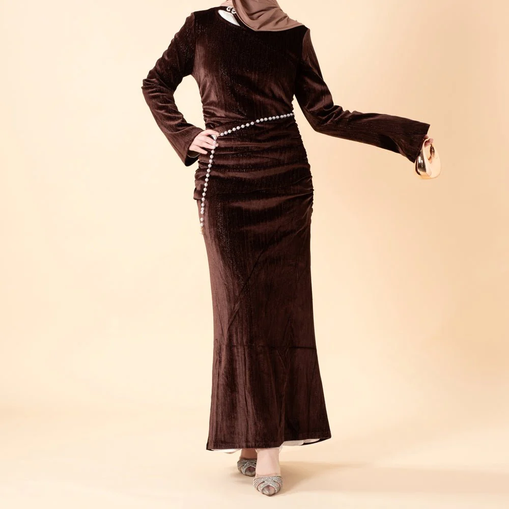 Shimmer Velvet Ruched Mermaid Gown(MA358) - Image 3