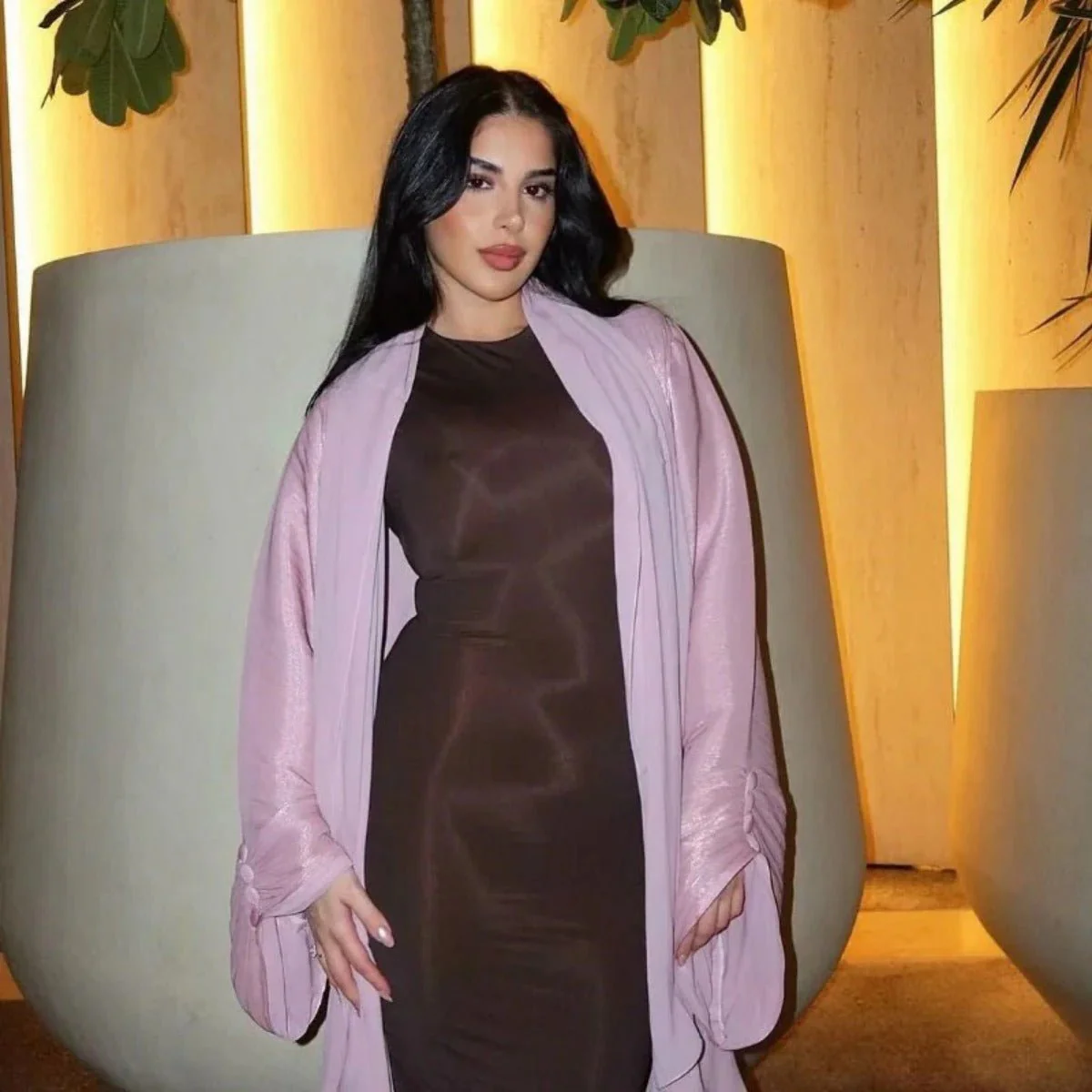 Shiny Satin Open Abaya | Shiny Abaya With Flying Sleeves (MOA141) - Image 15