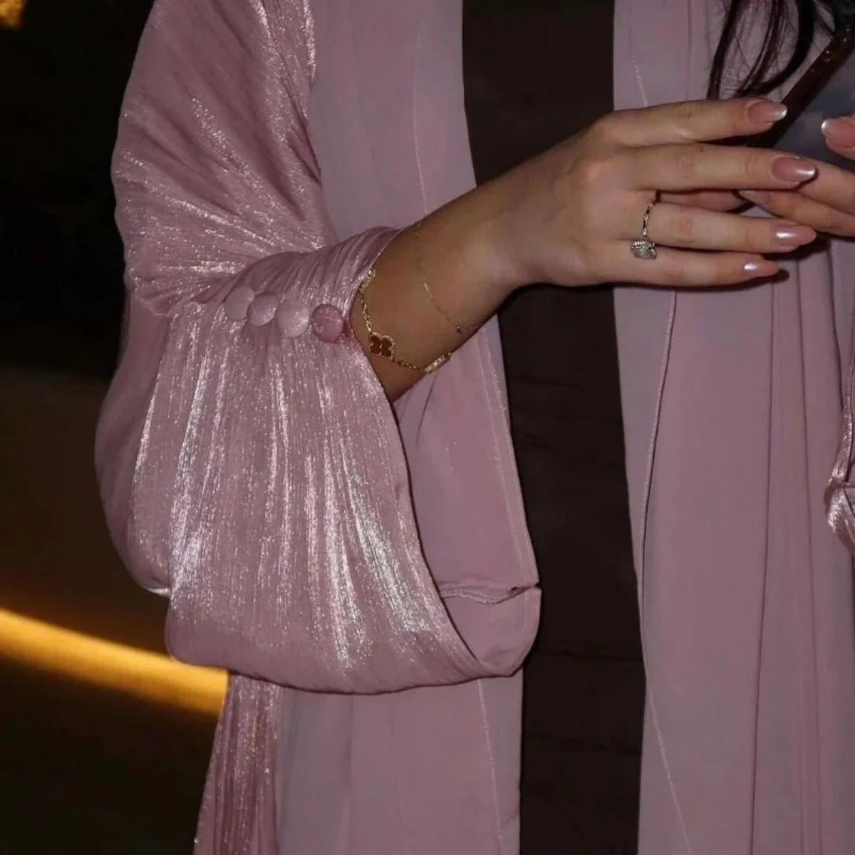 Shiny Satin Open Abaya | Shiny Abaya With Flying Sleeves (MOA141) - Image 16