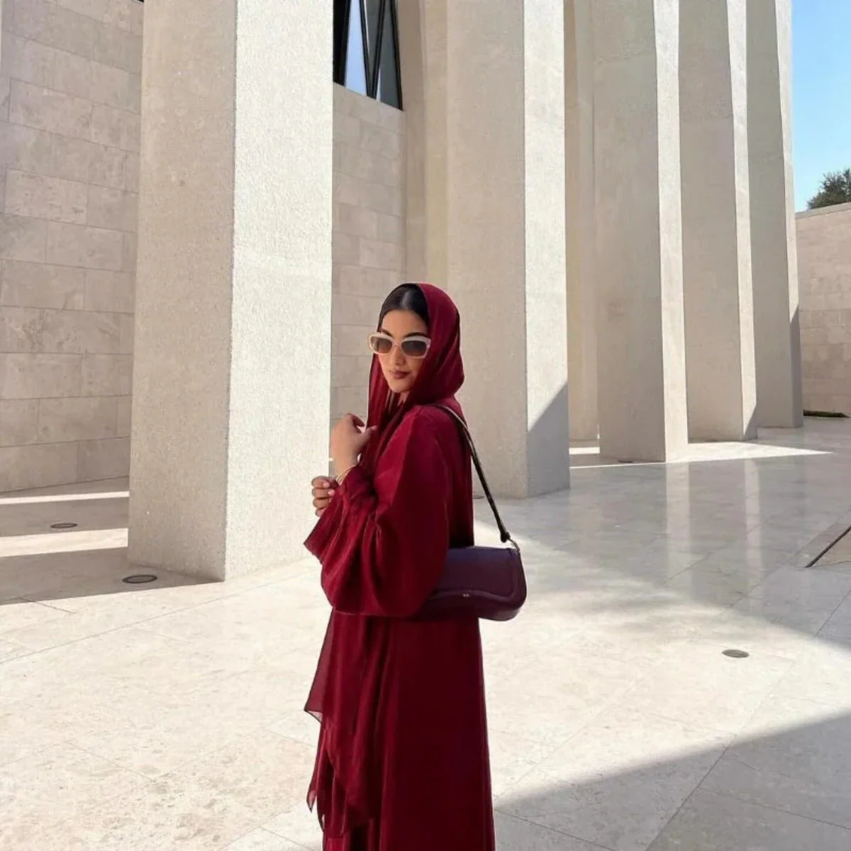 Shiny Satin Open Abaya | Shiny Abaya With Flying Sleeves (MOA141) - Image 6