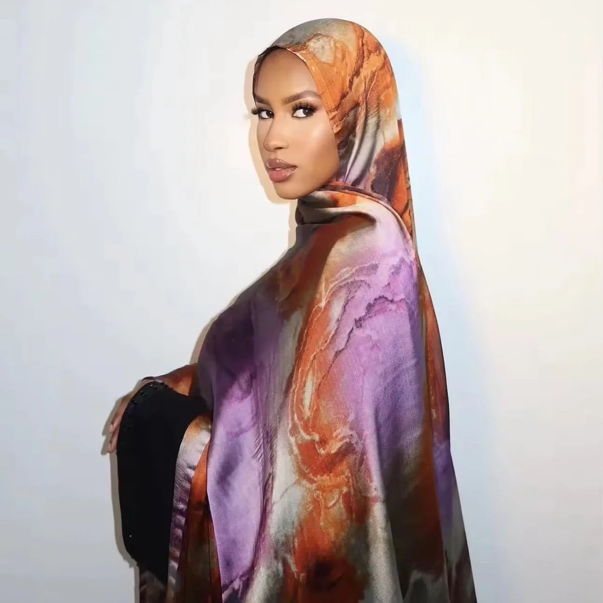 Silk Marble Print Hijab Scarf(MH209) - Image 2