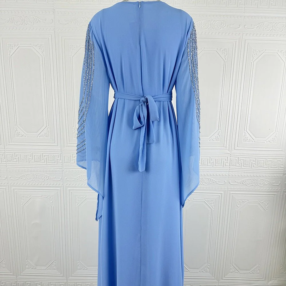 Sky Blue Or Pink Beaded Kaftan Abaya (MA372) - Image 10