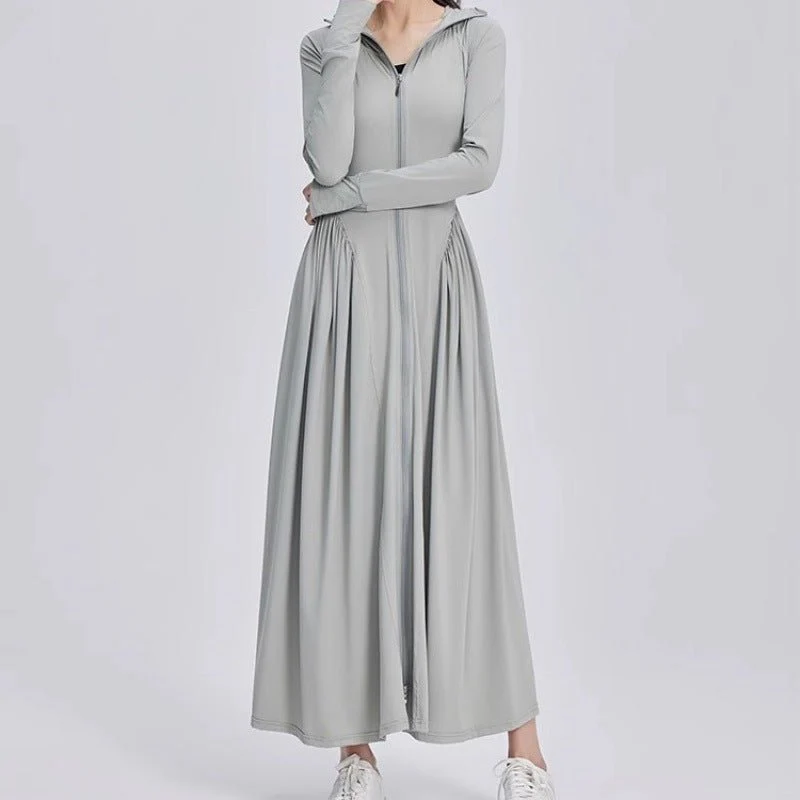 Slim-fit Long Sunscreen Jacket & Skirt Set - UPF 50+ Full Body Sun Protection - Beach Cover-up(MS106) - Image 11